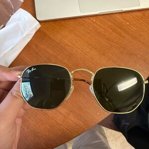 Ray-Ban Gold Frame Sunglasses with Dark Lenses